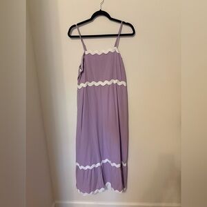 NEW ZESICA size large Purple Maxi Dress with zigzag White Trim